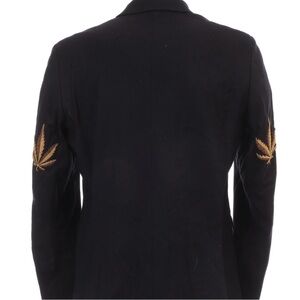 Palm Angels navy double brested Blazer with weed butttons cannabis beaded